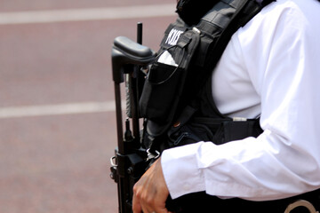 Fototapeta na wymiar British armed police officer London England