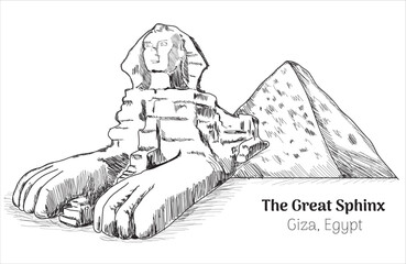 the great sphinxthe great sphinx giza hand drawing vector illustration 