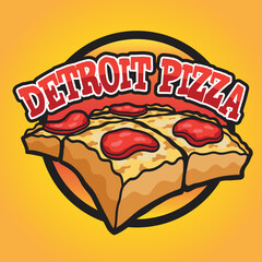 Detroit Pizza Square Pan Logo Vector Design