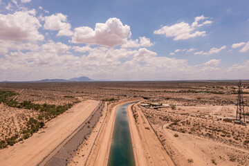 Fototapeta premium Colorado river water used in irrigation canal in Arizona.