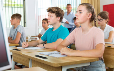 Fototapeta premium Student is sitting test and answer about task in the classroom.