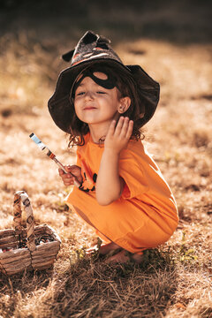 Halloween celebrate ,portrait little girl , witch
