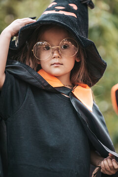 Halloween celebrate ,portrait little girl , witch
