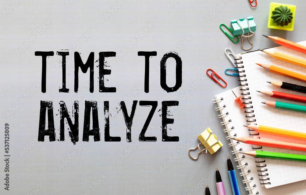 Poster time to analyze text on paper with calculator,magnifier ,pen on the graph background