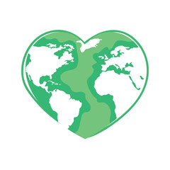 green earth with heart shape