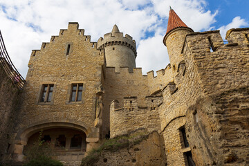 Fototapeta na wymiar Kokorin Castle from the first half 14th century and its surroundings. Gothic castle is located in the Village Kokorin, Protected landscape area, in the Central Bohemian Region, Czech Republic