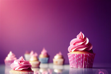 Yummy cupcakes with pink frosting