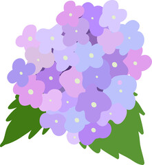 Hydrangea. Lilac cartoon flower