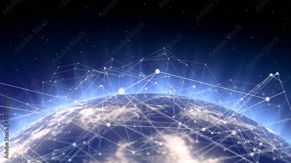 Aufkleber view of earth globe with network connection