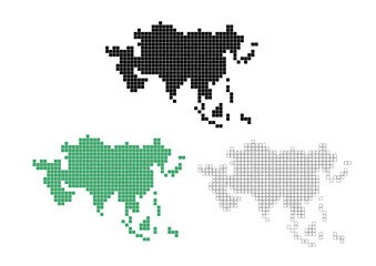 Fototapeta na wymiar アジア（ビットマップ）3色セット