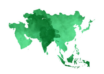 アジア（水彩）グリーン