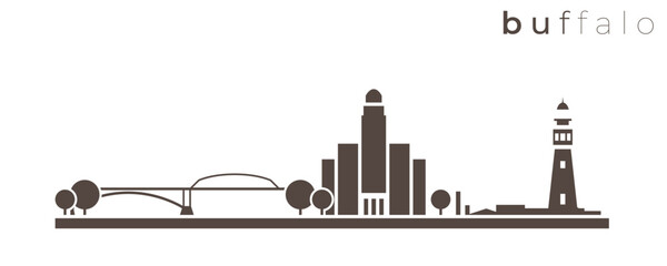 Obraz premium Buffalo Simple Monochrome Stylish Skyline