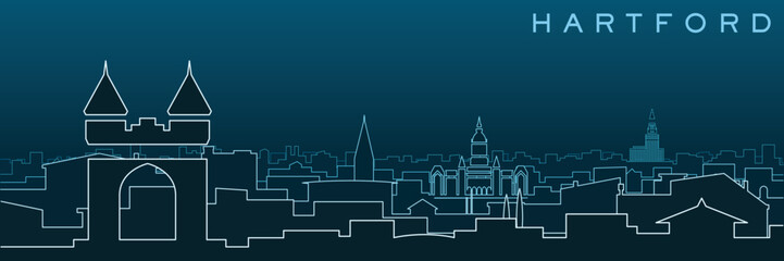 Hartford Multiple Lines Skyline and Landmarks