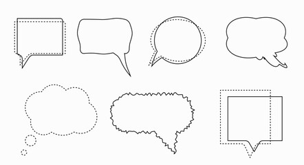 Obraz premium Strange doodle scribble textboxes, black speech bubbles. Flat vector illustration isolated on white background.