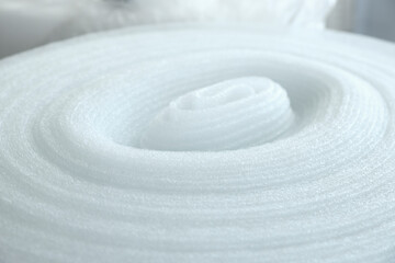 Polyethylene foam roll, closeup view. Packaging material