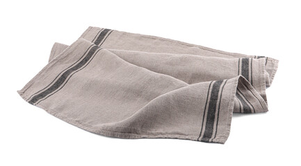 Fototapeta na wymiar Grey cloth napkin with stripes isolated on white