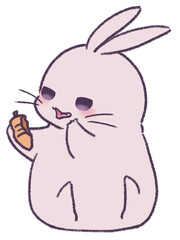 ニンジンを食べてほくそ笑むうさぎ