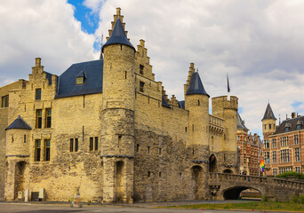 Fototapeta na wymiar Medieval castle Het Steen (1200-1225) in Antwerp, Belgium