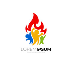 Family logo and fire design combination, colorful