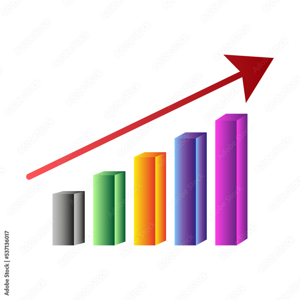 Poster color graph bars. growth chart sign. design element. vector illustration. stock image.
