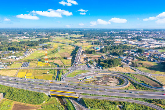 常磐道の石岡小美玉スマートICと茨城空港アクセス道路※奥（茨城県石岡市）
