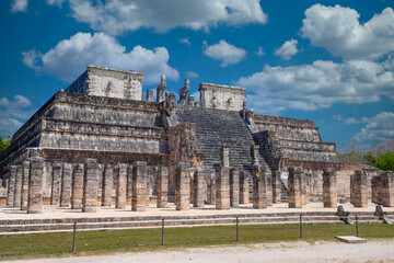 Temple of the Warriors in Chichen Itza, Quintana Roo, Mexico. Mayan ruins near Cancun