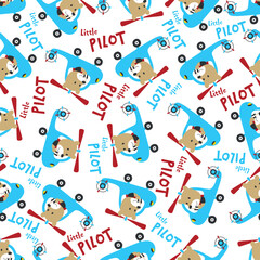 Vector illustration of cute cartoon animal pilot. Cartoon character for childrens coloring book or page.