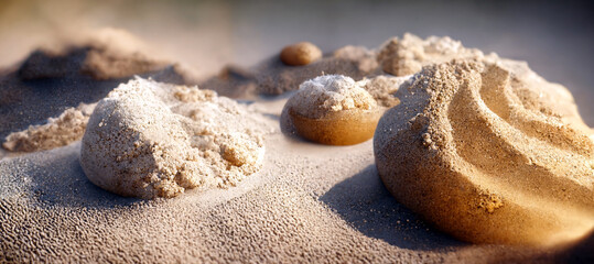 Fototapeta na wymiar Beautiful close up view of sand dessert background. 3D illustration