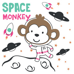Naklejka premium Vector illustration of cute cartoon astronauts little animal in space, suitable for stickers and t shirts kids baby, t shirt print design, fashion graphic and other decoration.