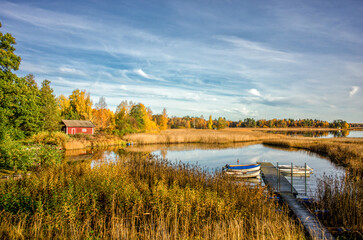 Obraz premium Autumn at lake Sottern in Svennevad in county Närke, Sweden