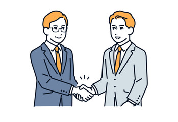 握手をするスーツのミドル男性のシンプルなベクターイラスト素材