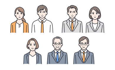 会社員のシンプルなベクターアイコンイラストセット素材	