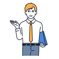 案内をする男性のシンプルなベクターイラスト素材