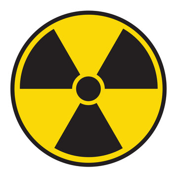 Nuclear energy radioactive round yellow symbol shape isolated on white 