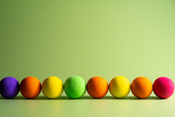 Soft foam balls over a green background,team concept,Communication concept