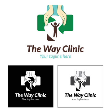 Logo for Medical Clinic. Logo with drawing of a path, correct direction. Person walking on a path