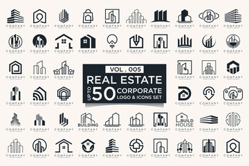 Set of Real Estate, Building and Construction logo design inspiration