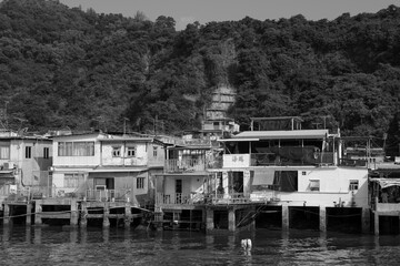 monochrome photography boats in the harbor
