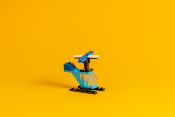 helicopter with colored toy blocks