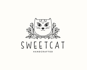 Cat Logo, Cute Cat, Happy Cat, 