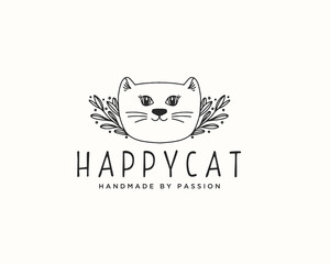 Cat Logo, Cute Cat, Happy Cat, 