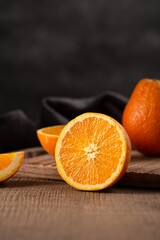orange on a wooden table