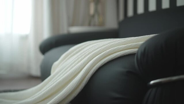white clean towel on sofa