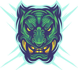 Green tiger head mascot