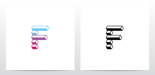 Square Horizontal Bar Letter Logo Design F