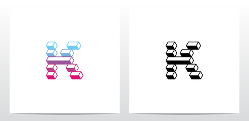Square Horizontal Bar Letter Logo Design K
