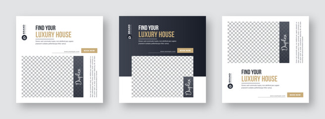 Clean and elegant social media templates. Real estate social media post design. Real estate or Home sale instagram social media post template. Social media banner template. Facebook banner design.