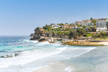 View of Bronte Beach coastline in Sydney, Australia - obrazy, fototapety, plakaty