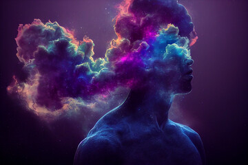 The combination of humans and galaxies illustrates that humans have a broad mind like the universe.