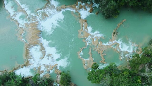 Aerial Scenery of the Agua Azul Waterfalls in Chiapas, Mexico